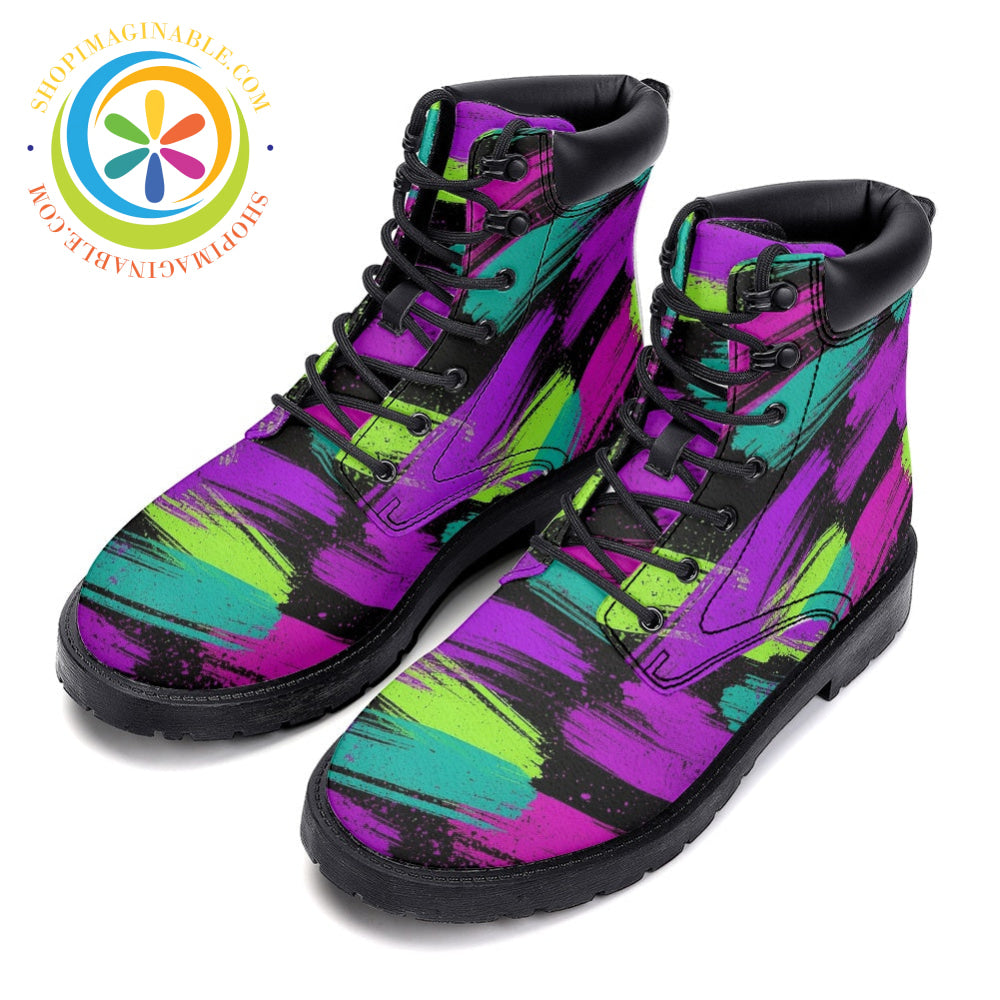 Retro Neon Grunge - Leather Martin Boots