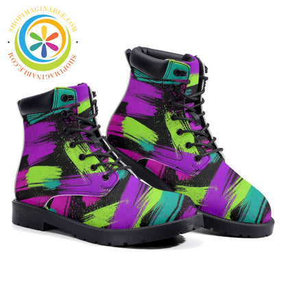 Retro Neon Grunge - Leather Martin Boots