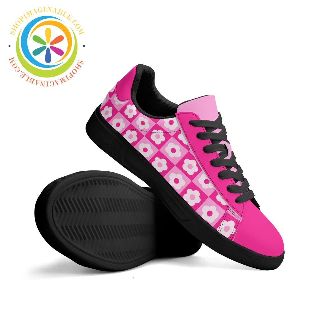 Retro Pink Flowered Skateboard Shoes