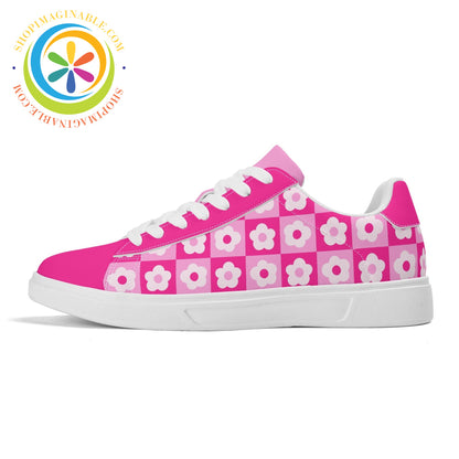 Retro Pink Flowered Skateboard Shoes