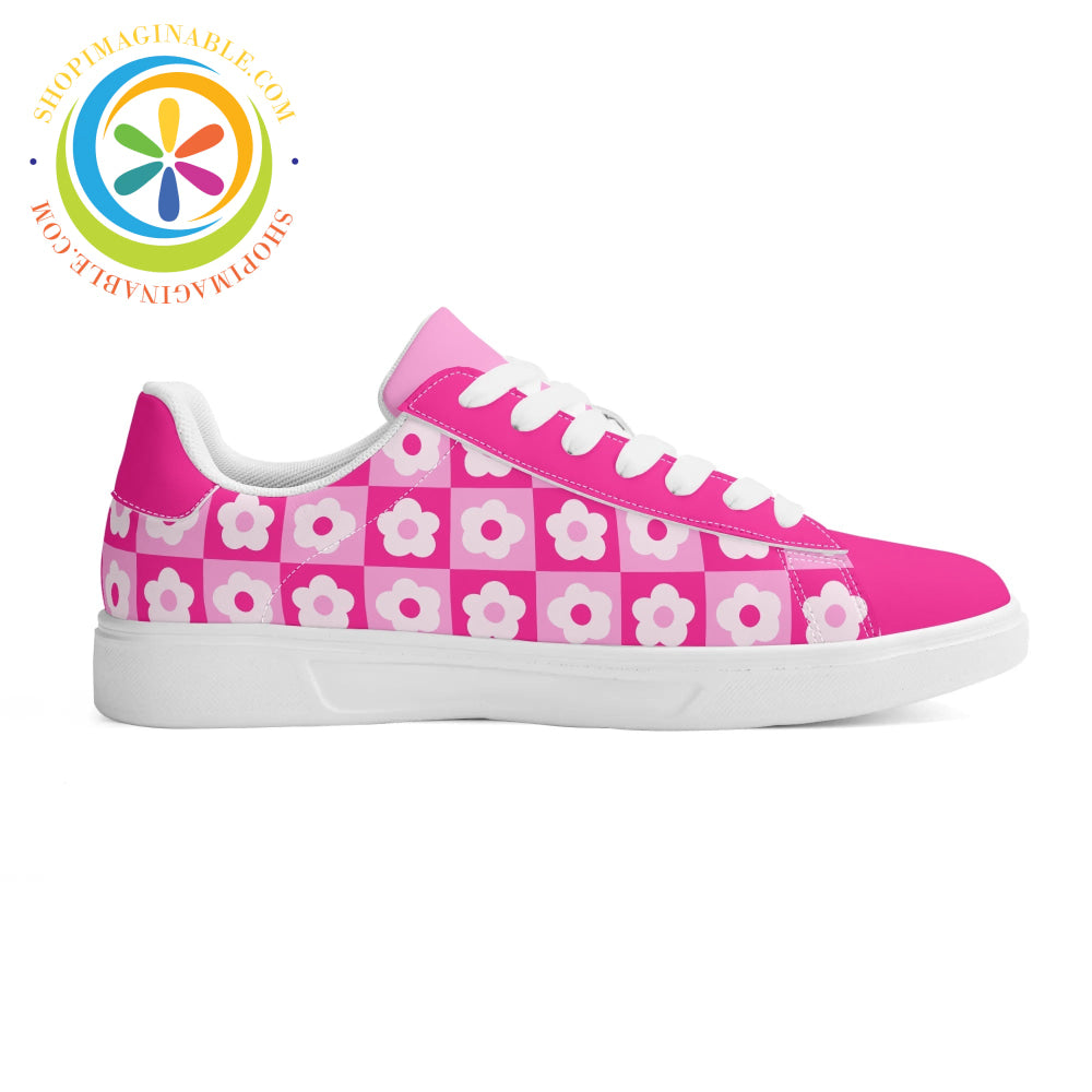 Retro Pink Flowered Skateboard Shoes