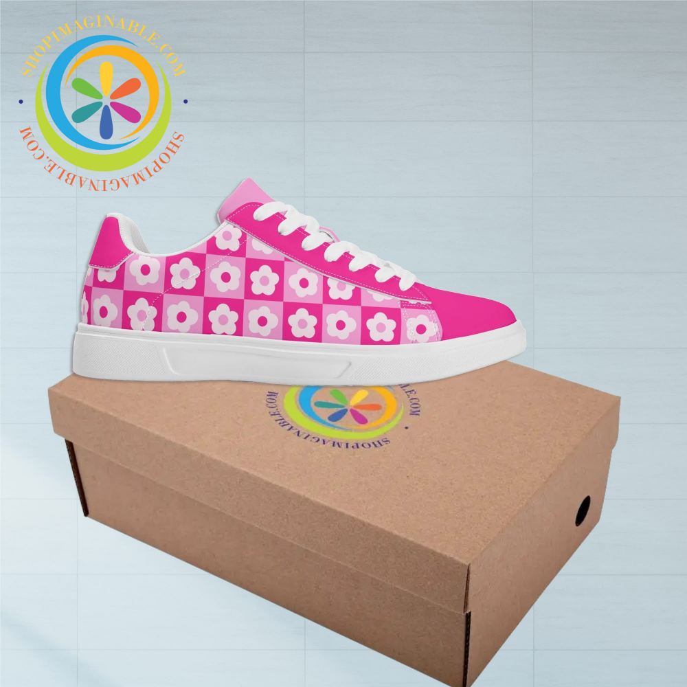 Retro Pink Flowered Skateboard Shoes