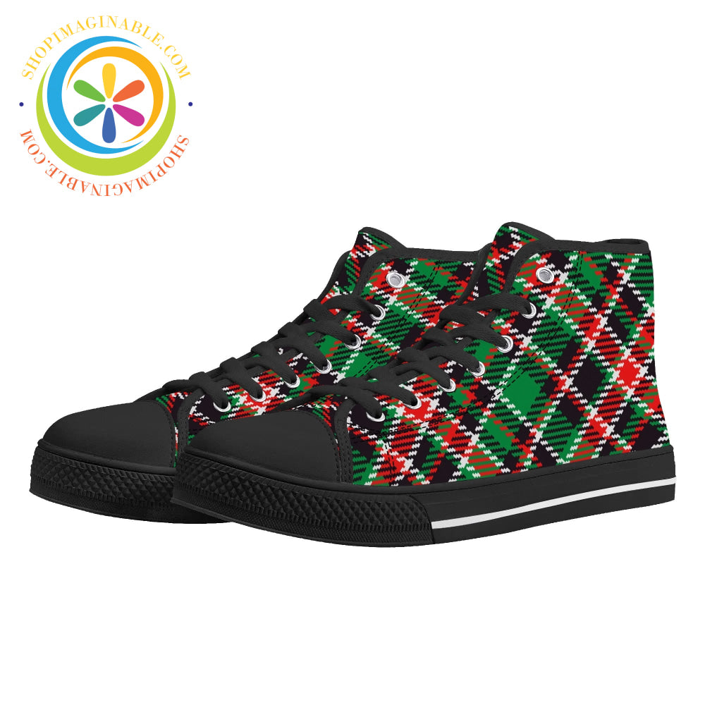 Retro Plaid Tartan Ladies High Top Canvas Shoes