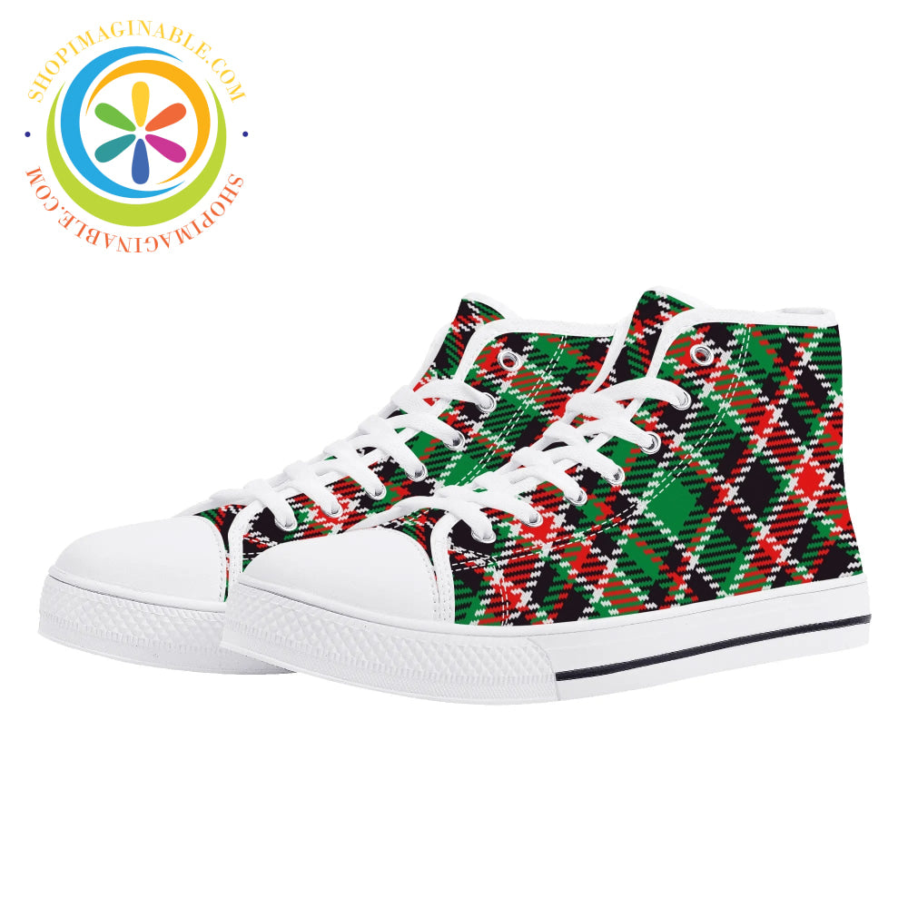 Retro Plaid Tartan Ladies High Top Canvas Shoes