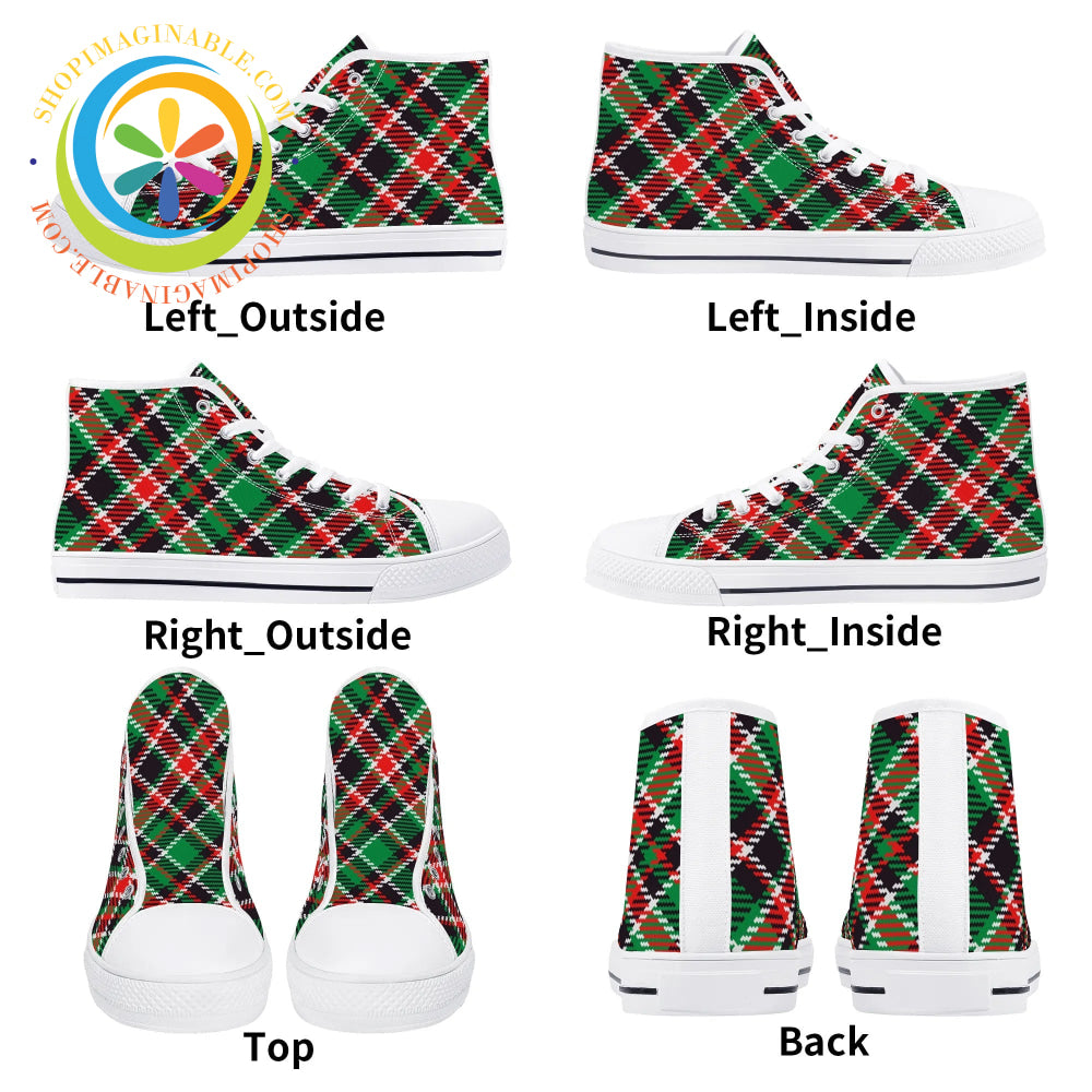 Retro Plaid Tartan Ladies High Top Canvas Shoes