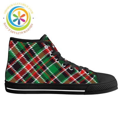 Retro Plaid Tartan Ladies High Top Canvas Shoes