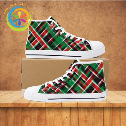 Retro Plaid Tartan Ladies High Top Canvas Shoes