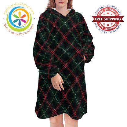 Retro Tartan Plaid - Blanket Hoodie white / ONESIZE