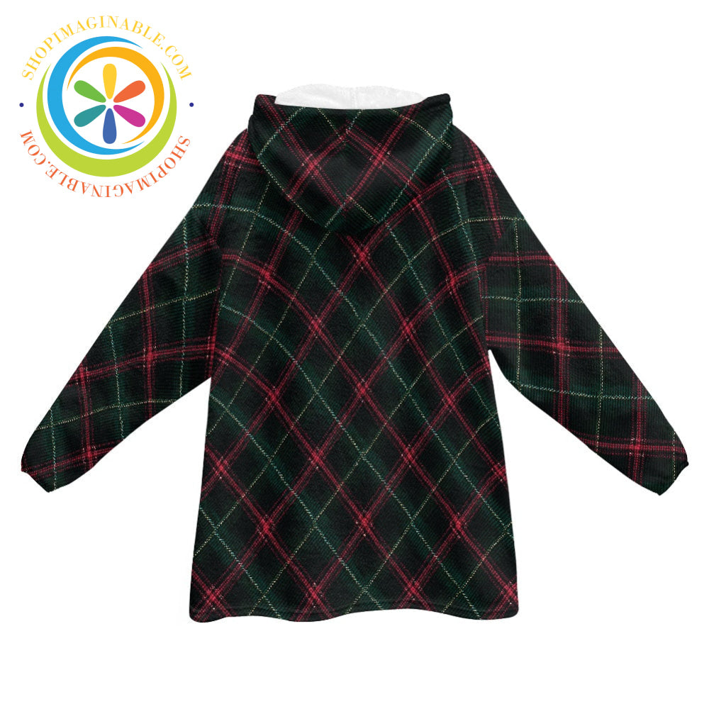 Retro Tartan Plaid - Blanket Hoodie white / ONESIZE