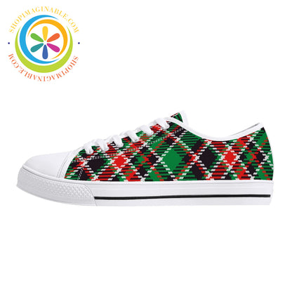 Retro Tartan Plaid Ladies Low Top Canvas Shoes