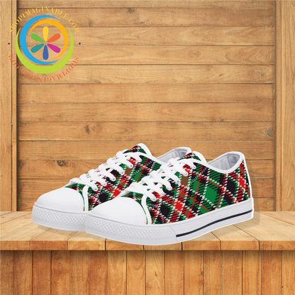 Retro Tartan Plaid Ladies Low Top Canvas Shoes