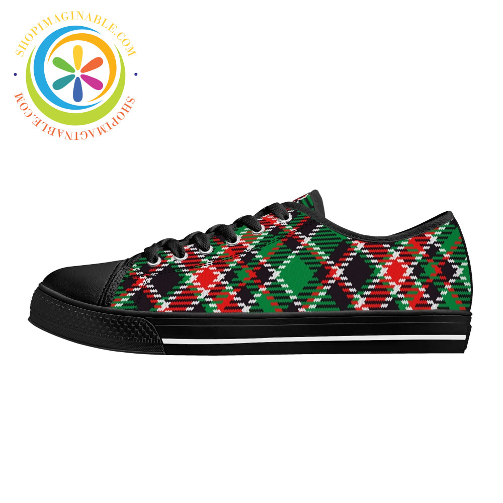 Retro Tartan Plaid Ladies Low Top Canvas Shoes