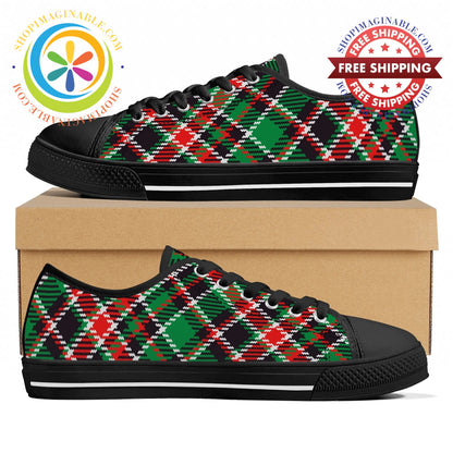 Retro Tartan Plaid Ladies Low Top Canvas Shoes Black / Us11.5 (Eu43)