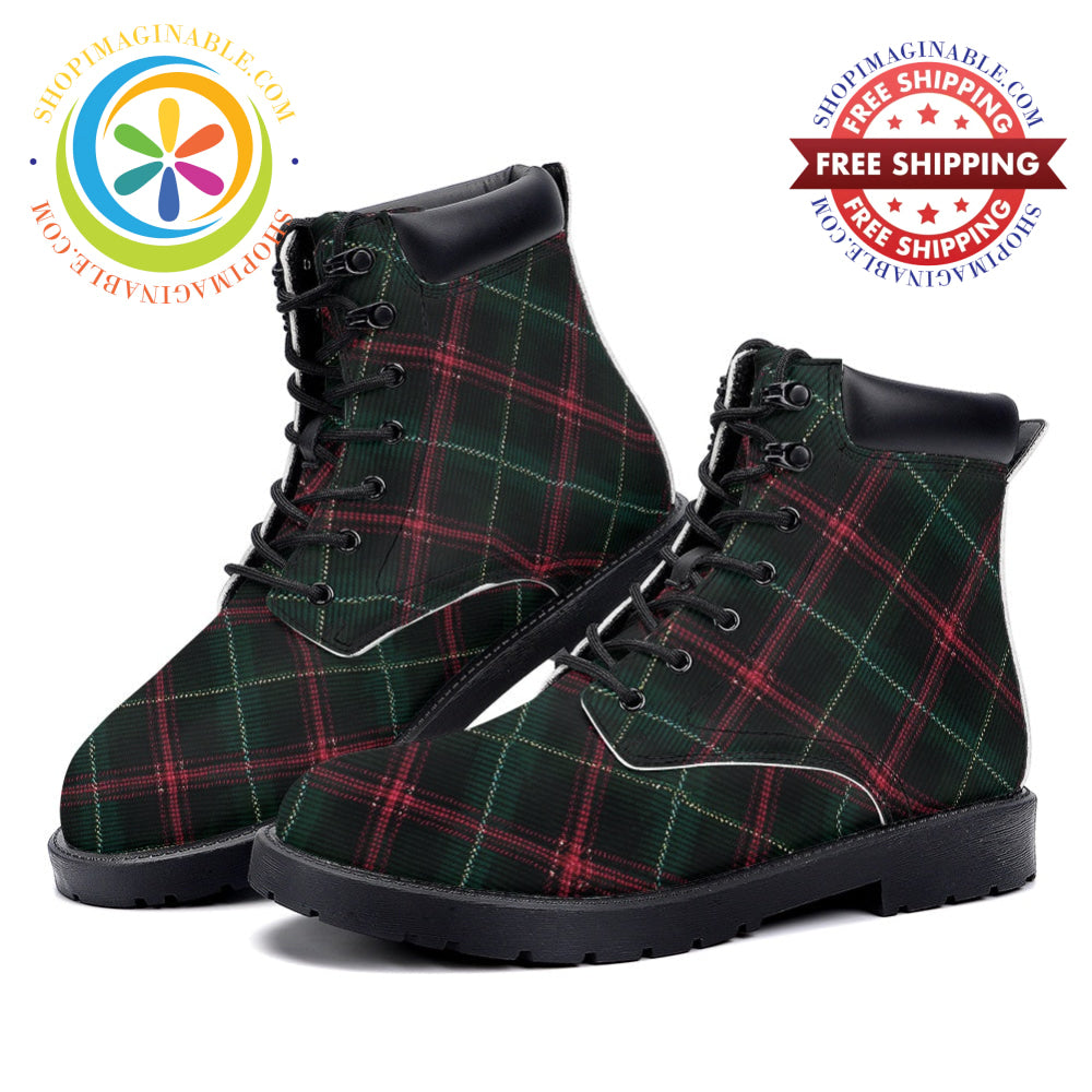 Retro Tartan Plaid - Leather Martin Boots white / 36