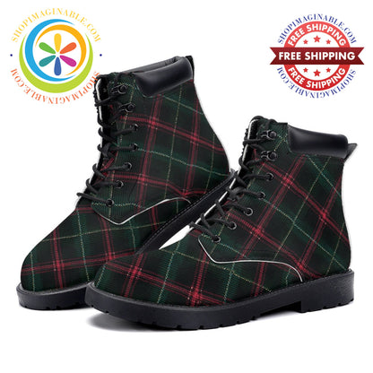Retro Tartan Plaid - Leather Martin Boots white / 36
