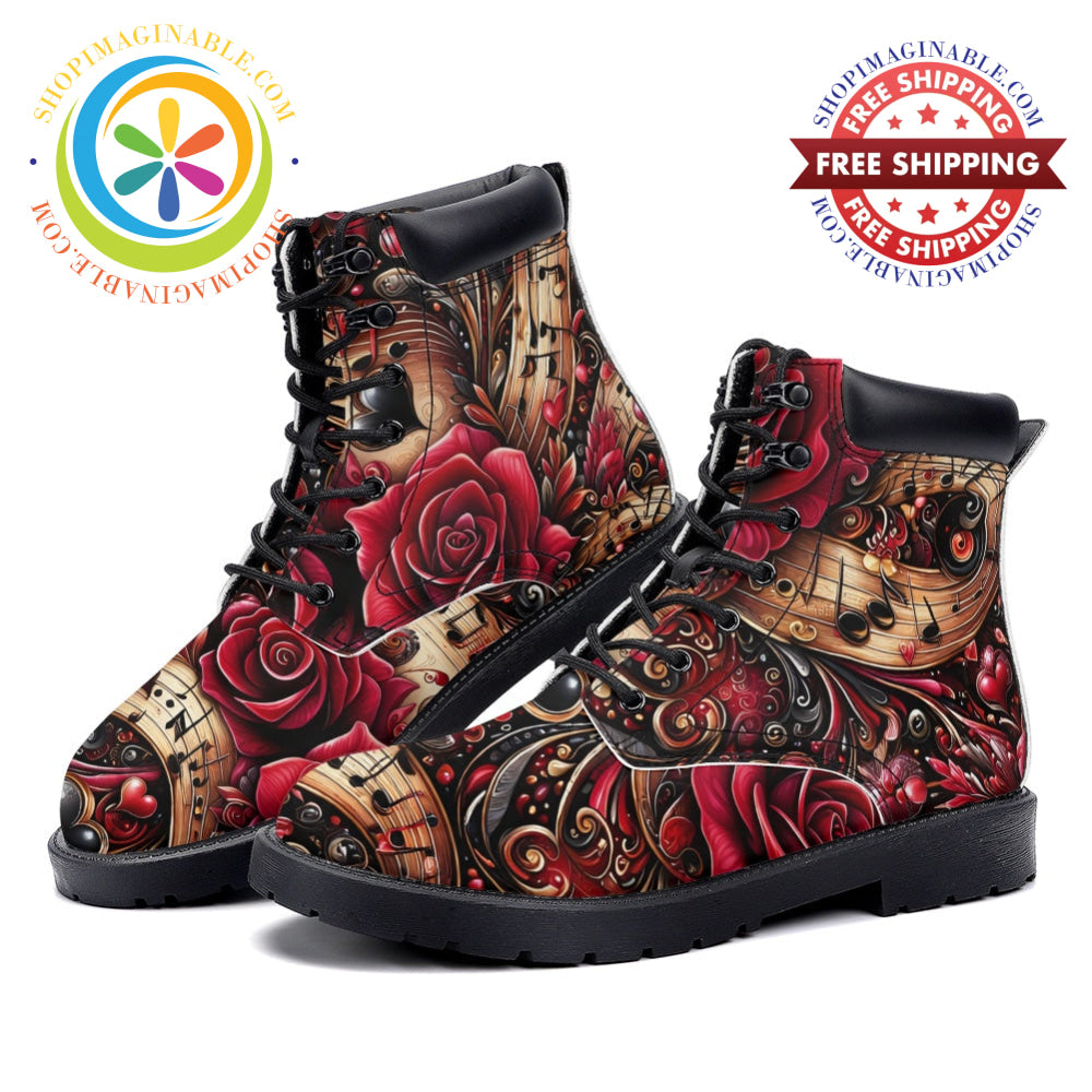Rose Symphony - Leather Martin Boots white / 36