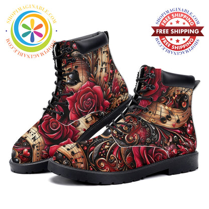 Rose Symphony - Leather Martin Boots white / 36