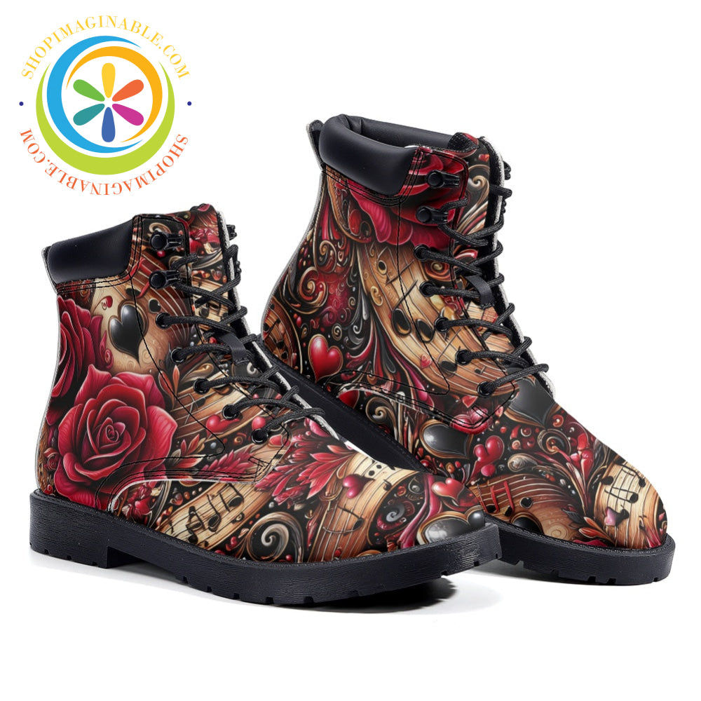 Rose Symphony - Leather Martin Boots
