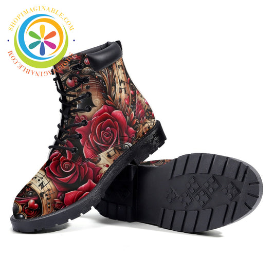Rose Symphony - Leather Martin Boots