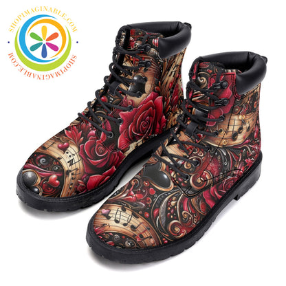 Rose Symphony - Leather Martin Boots