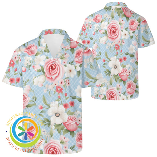 Shabby Chic Floral Hawaiian Casual Shirt 2Xs
