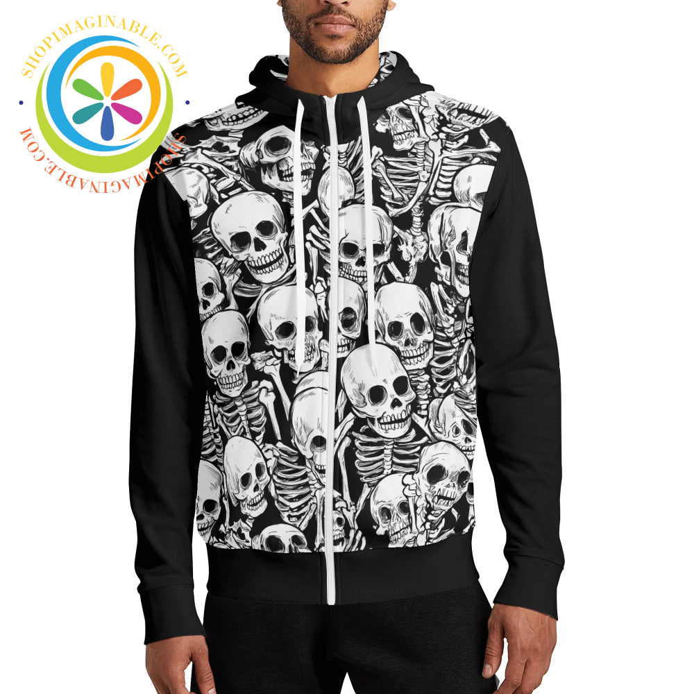 Skeletons Full Zip Turtleneck Hoodie Streetwear