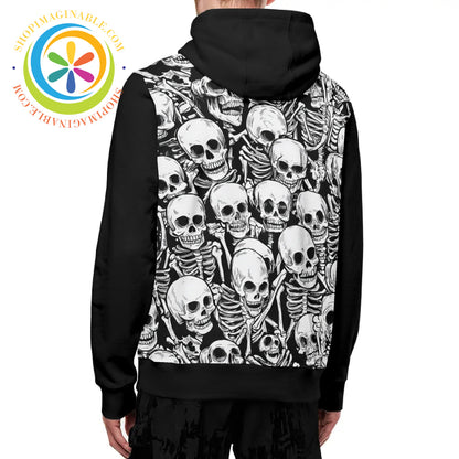 Skeletons Full Zip Turtleneck Hoodie Streetwear