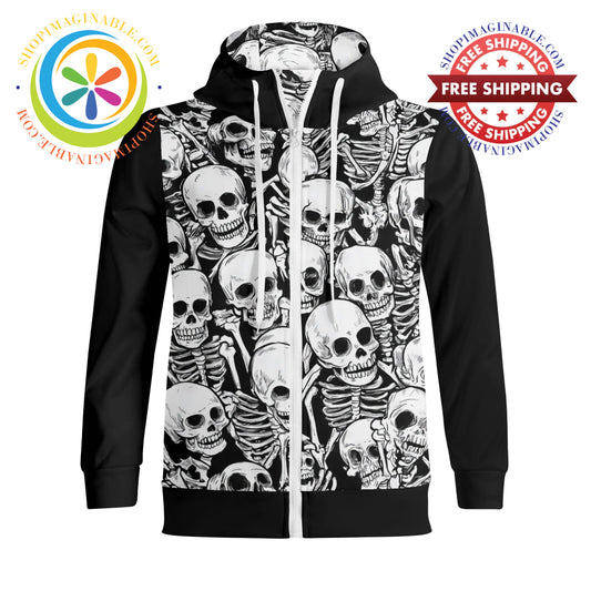 Skeletons Full Zip Turtleneck Hoodie Streetwear S