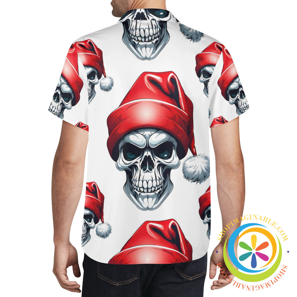 Skull Santa Hat Hawaiian Casual Shirt Hawaiian