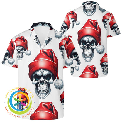 Skull Santa Hat Hawaiian Casual Shirt 2Xs Hawaiian