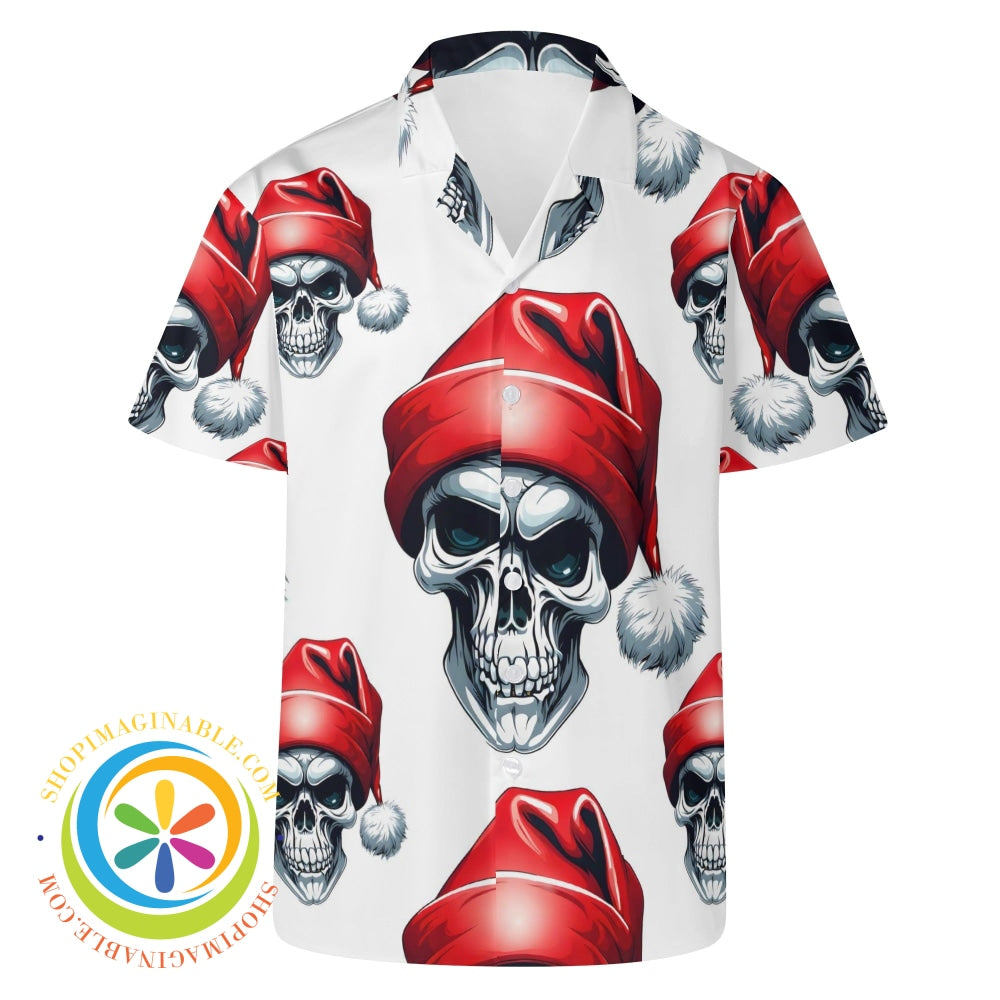 Skull Santa Hat Hawaiian Casual Shirt Hawaiian