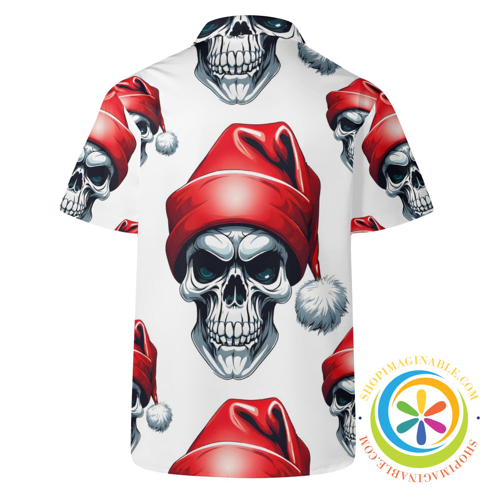 Skull Santa Hat Hawaiian Casual Shirt Hawaiian