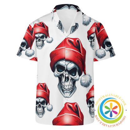 Skull Santa Hat Hawaiian Casual Shirt Hawaiian