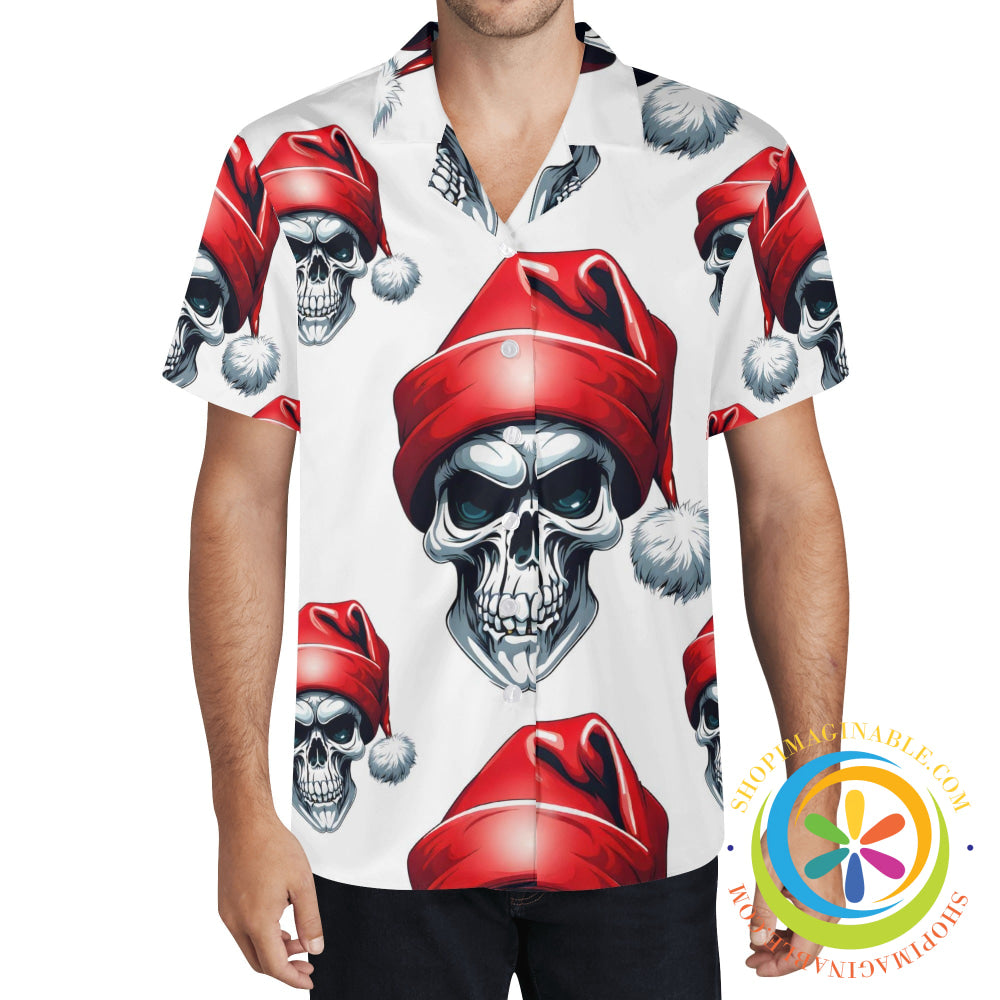 Skull Santa Hat Hawaiian Casual Shirt Hawaiian