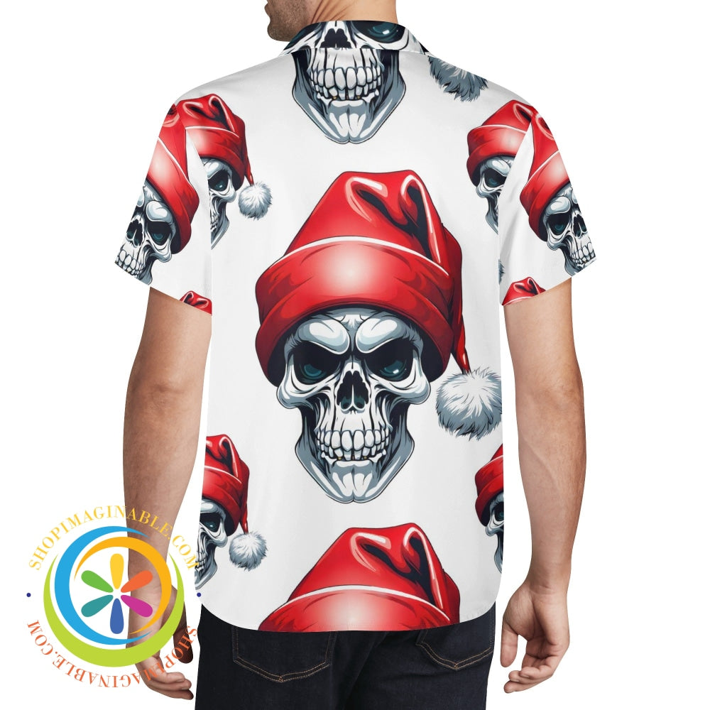 Skull Santa Hat Hawaiian Casual Shirt Hawaiian
