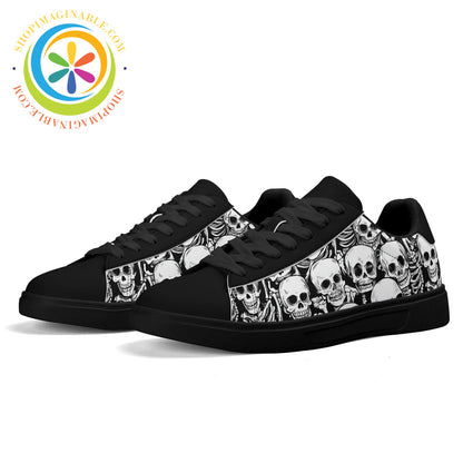 Skulls Low Top Leather Skateboard Shoes Black / Us5.5 (Eu36)