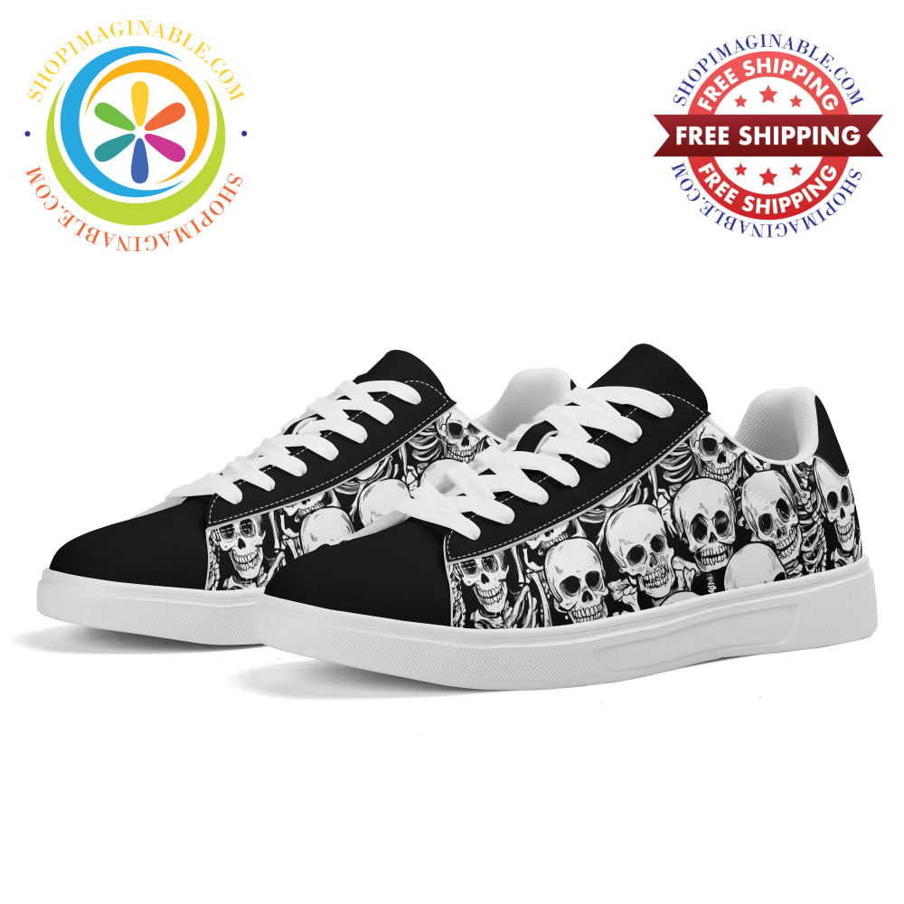 Skulls Low Top Leather Skateboard Shoes White / Us5.5 (Eu36)