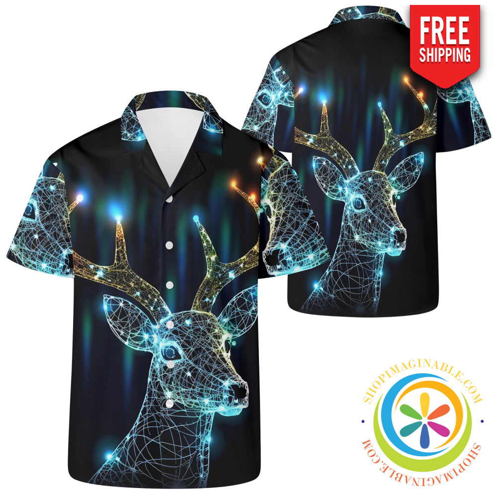 Sparkling Deer Holiday Hawaiian Casual Shirt 2Xs