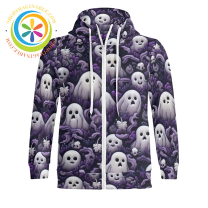 Spectacular Ghosts Full Zip Turtleneck Hoodie Streetwear