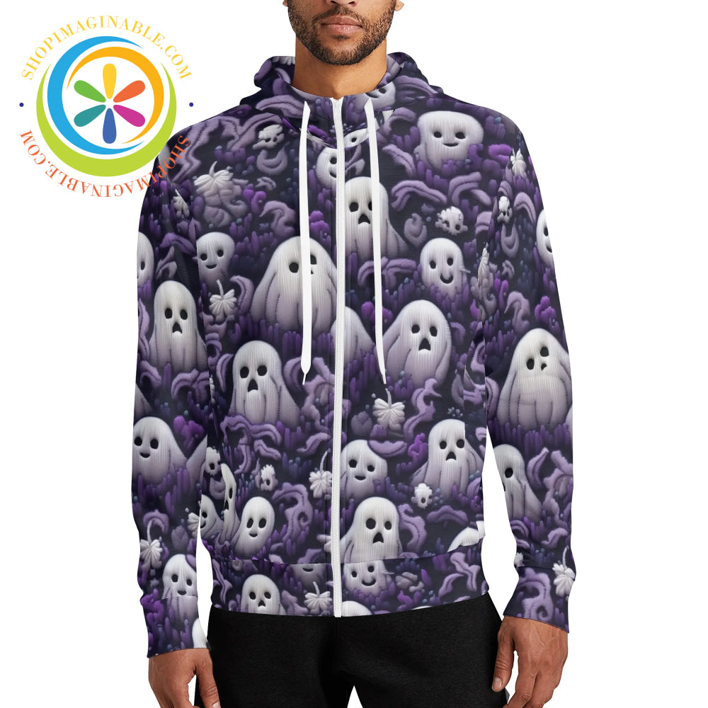 Spectacular Ghosts Full Zip Turtleneck Hoodie Streetwear