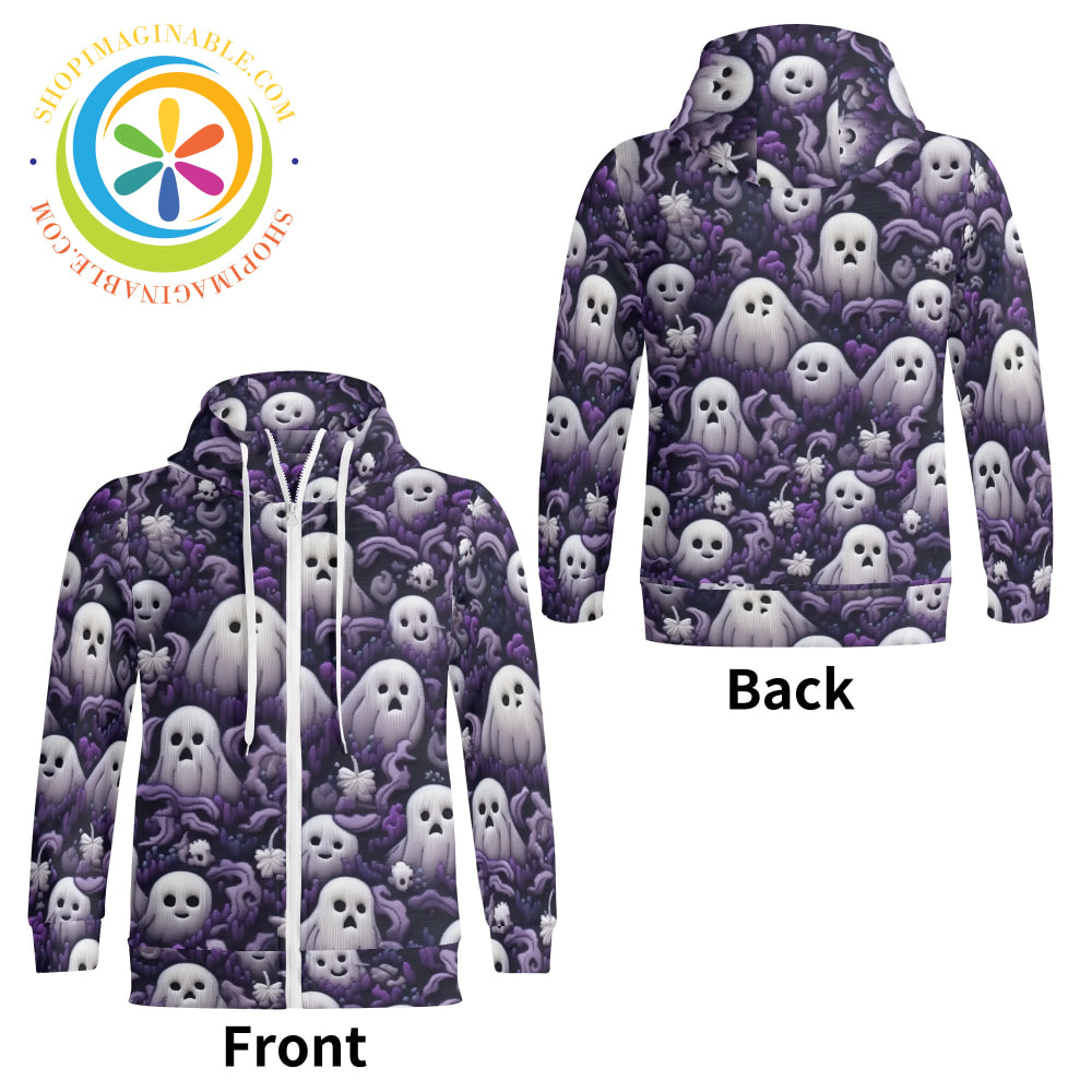 Spectacular Ghosts Full Zip Turtleneck Hoodie Streetwear