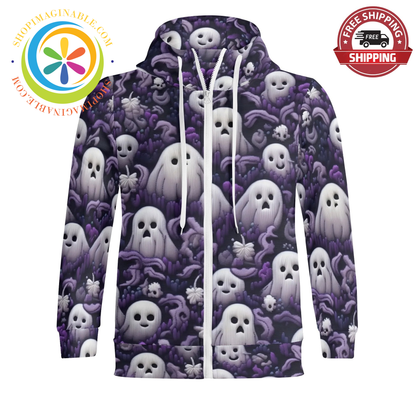 Spectacular Ghosts Full Zip Turtleneck Hoodie Streetwear S