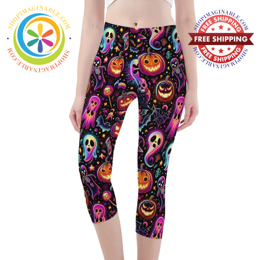 Spooky Halloween Capris Leggings Yoga Pants Xs