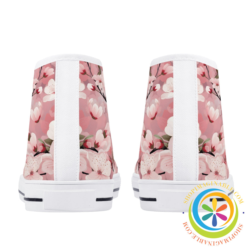 Spring Blossoms Ladies High Top Canvas Shoes