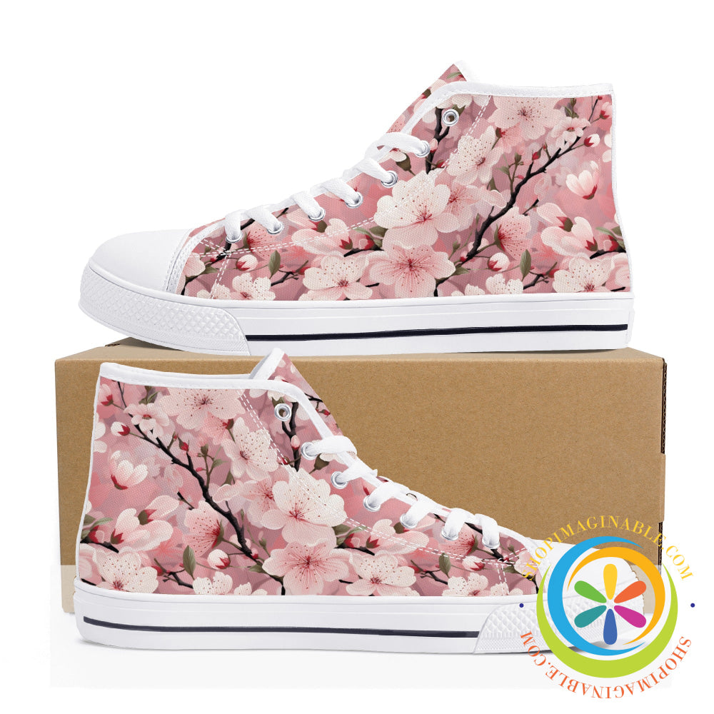 Spring Blossoms Ladies High Top Canvas Shoes