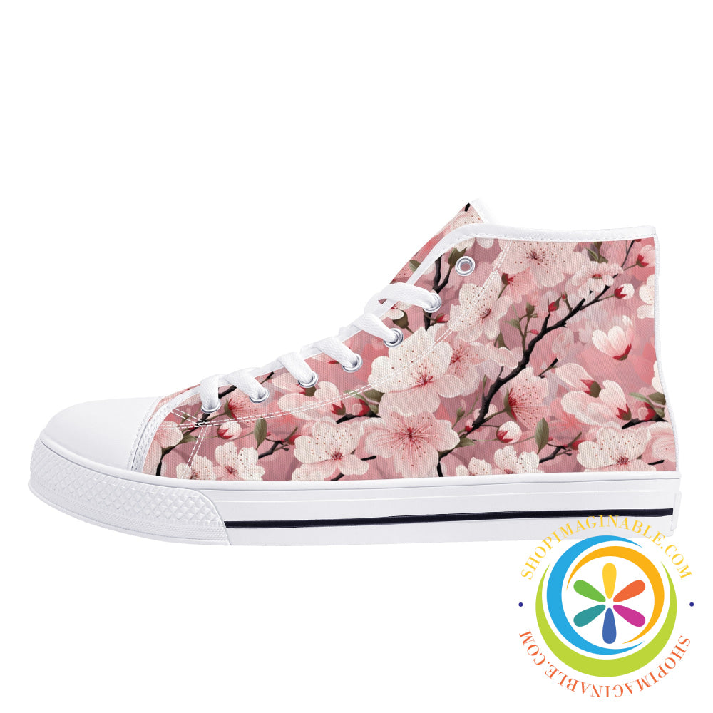 Spring Blossoms Ladies High Top Canvas Shoes