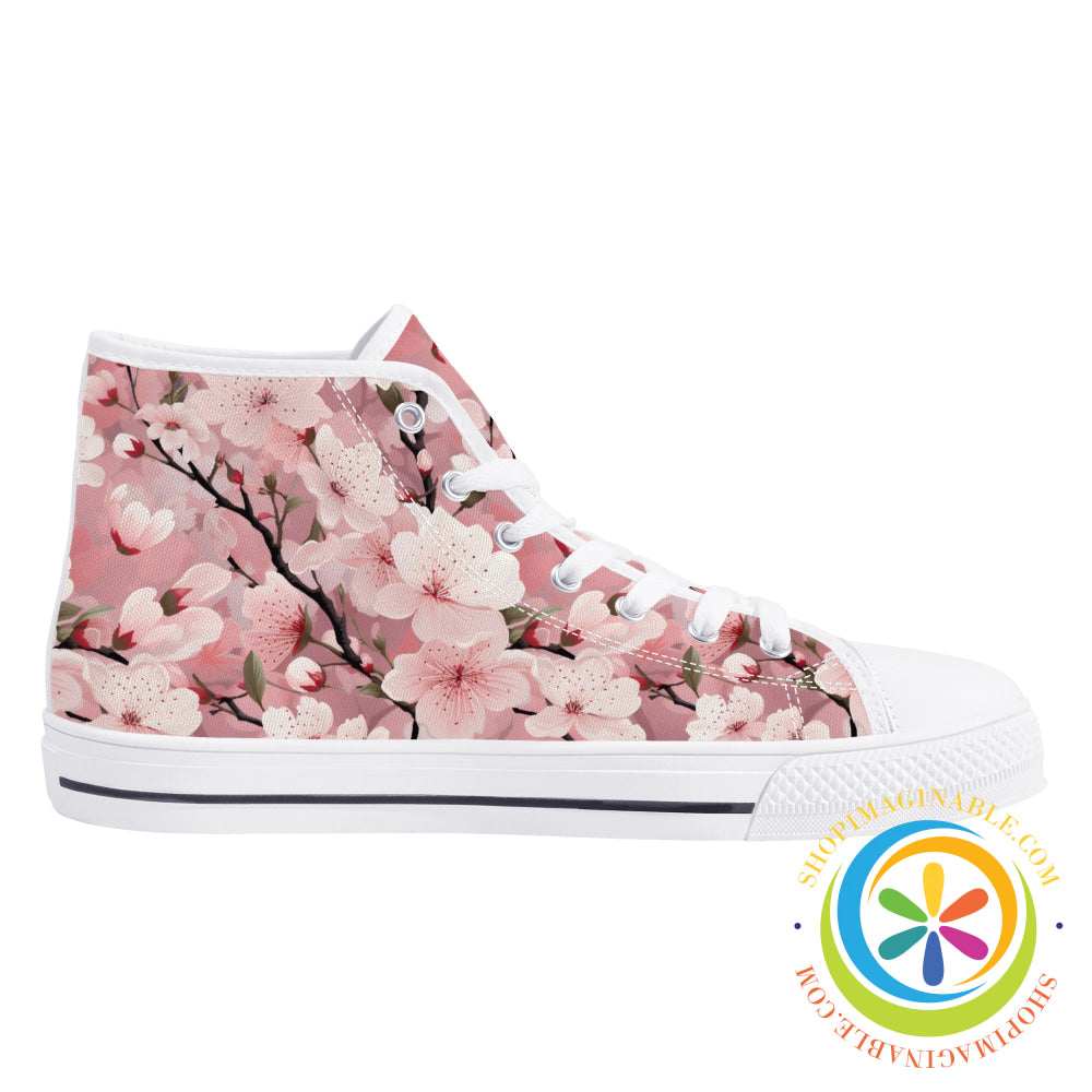 Spring Blossoms Ladies High Top Canvas Shoes