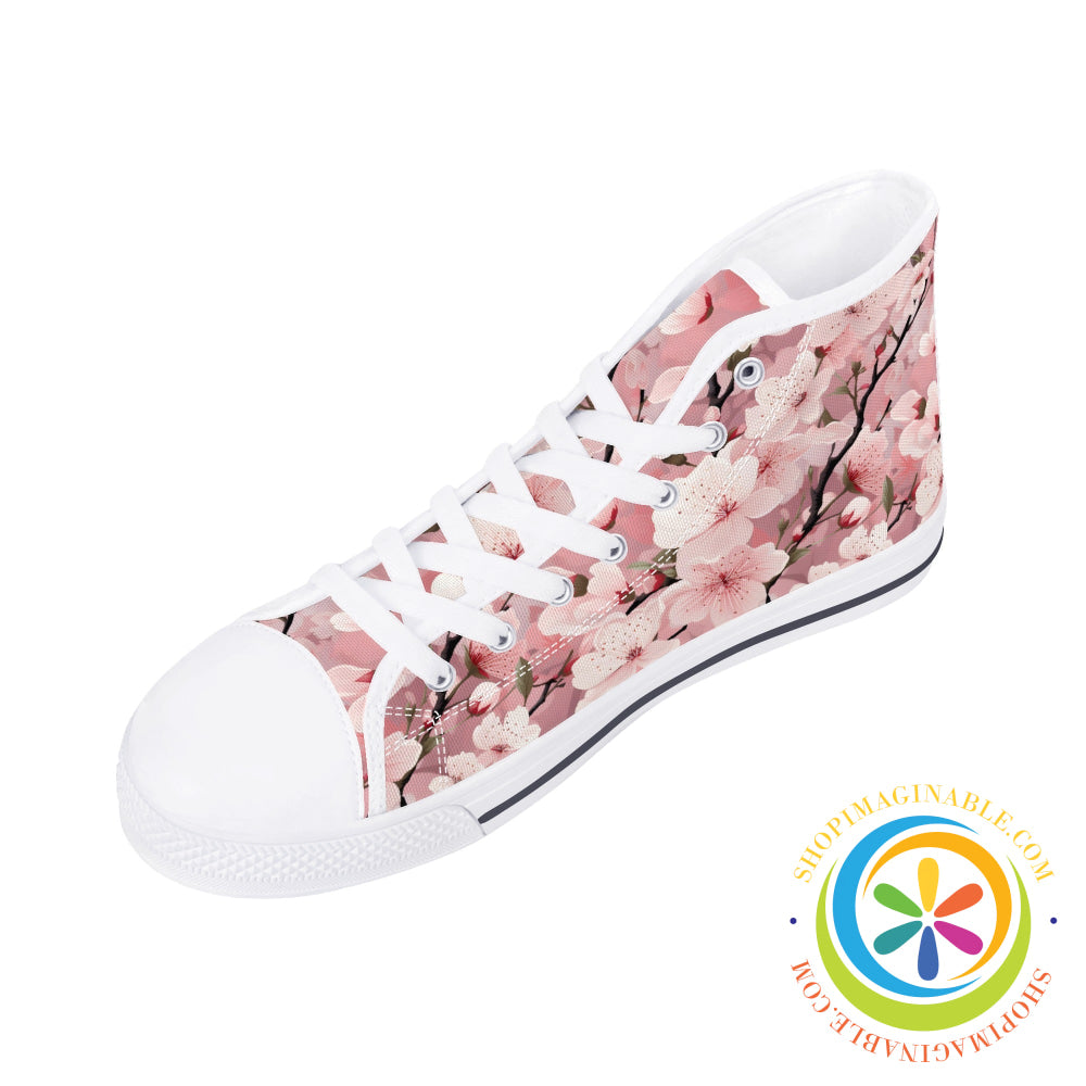 Spring Blossoms Ladies High Top Canvas Shoes