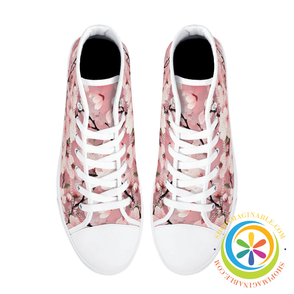 Spring Blossoms Ladies High Top Canvas Shoes