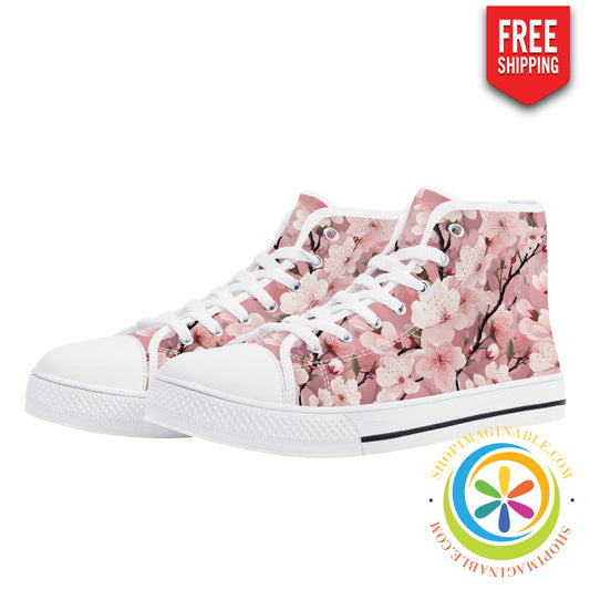 Spring Blossoms Ladies High Top Canvas Shoes Us12 (Eu44)